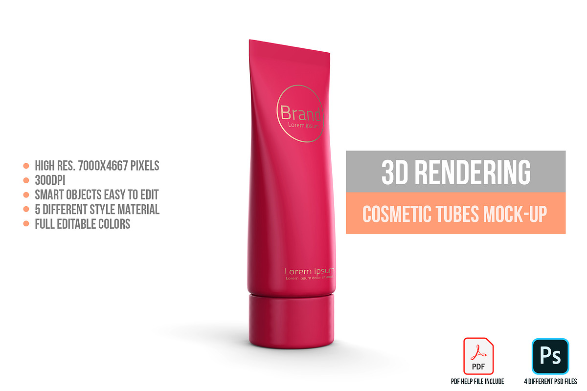 3D Rendering Cosmetic Tubes Mock-up, a Packaging Mockup by graystudio (Photo 7 of 50)