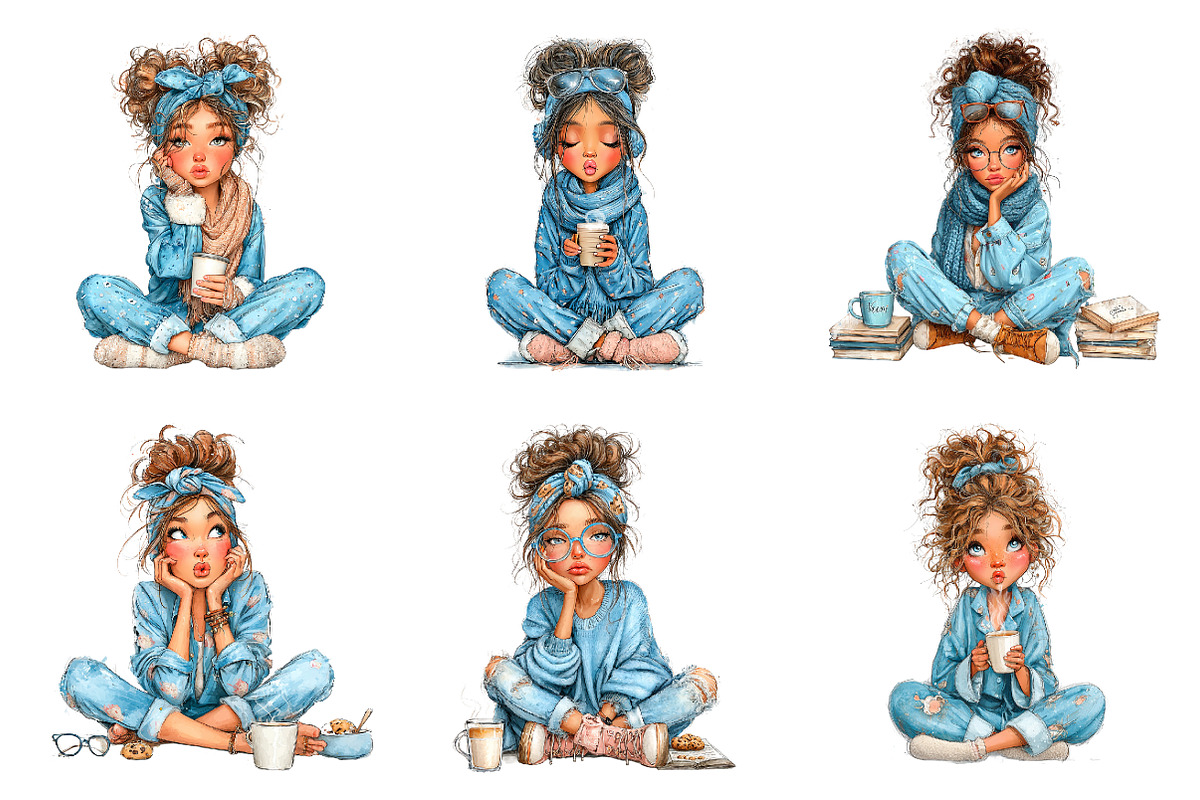 Whimsical valentine coffee girl clip, an Illustration by SinaCreation (Photo 3 of 11)
