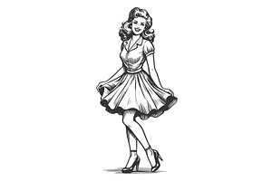 Elegant Retro Dancer In Flowing