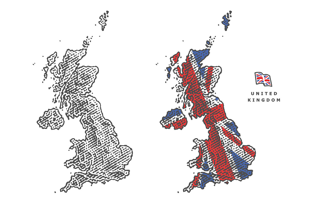 Colored map of the United Kingdom, an Illustration by Irina Trusova (Photo 1 of 5)