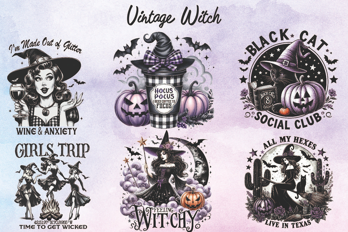 30 file Vintage Halloween Witch, an Object Graphic by Little Mango (Photo 3 of 4)