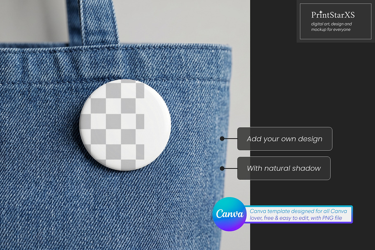 Button Pin Canva Mockup Bundle, a Merchandise Mockup by PrintStarXS (Photo 6 of 7)