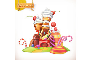 Sweet Castle. 3d Vector Icon