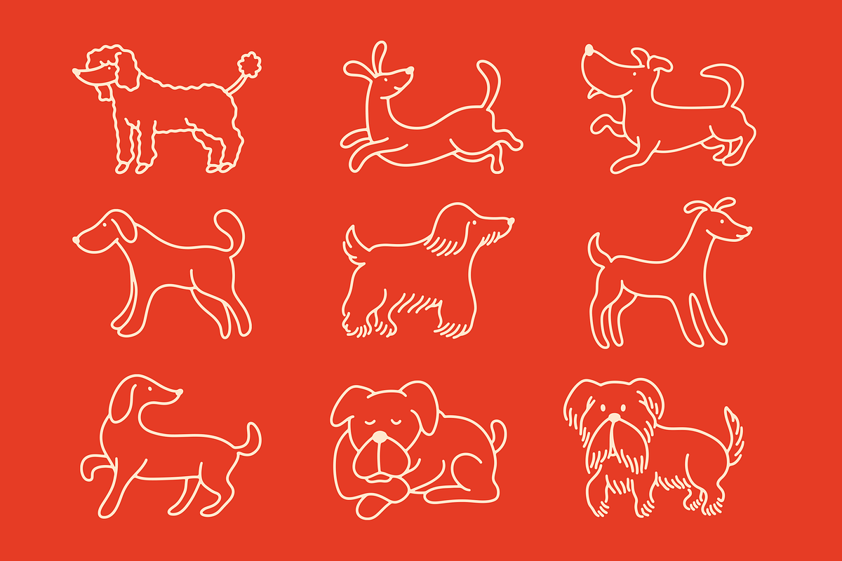 Pet Line Art Vector Pack, an Animal Illustration by Tekuni