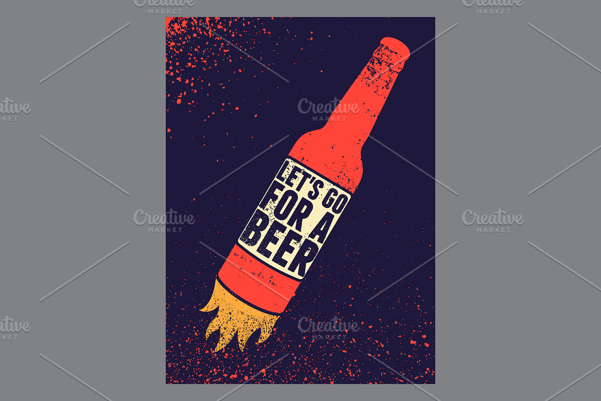 Beer grunge vector poster set., a Food Illustration by PoPaShop (Photo 8 of 9)