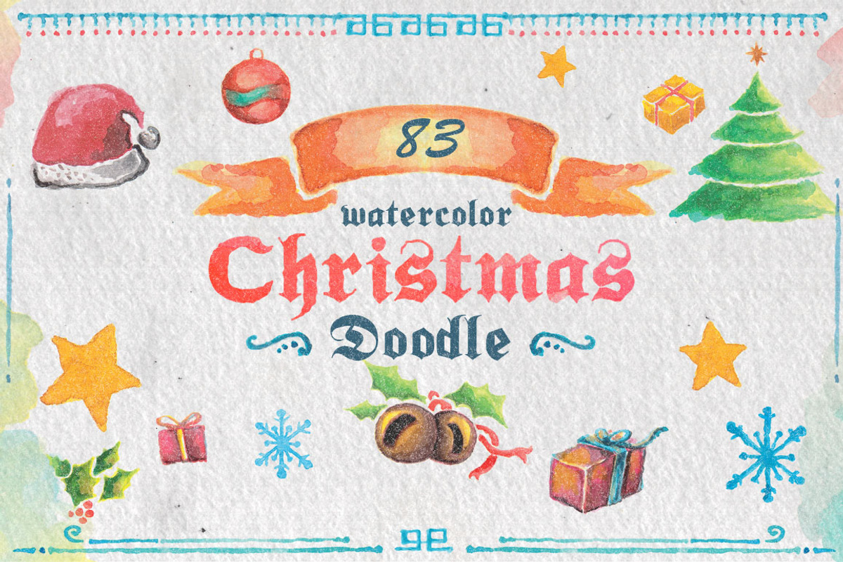 83 Watercolor Christmas Doodle