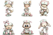 Whimsical Easter Nurse Animals, an Illustration by Designking (Thumbnail 4 of 5)