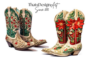 Christmas Cowgirl Boots Clipart PNG