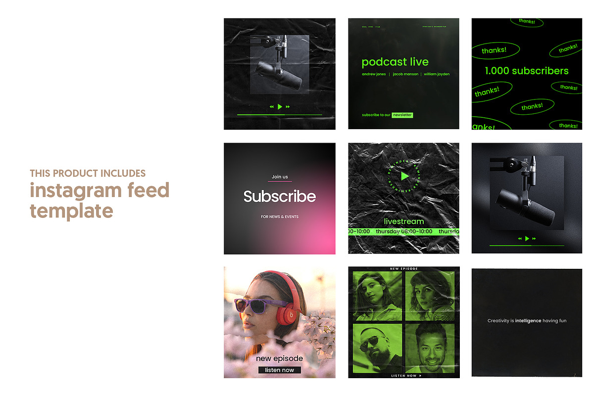 Podcast Instagram template, a Social Media Template by MockupHouse (Photo 3 of 7)