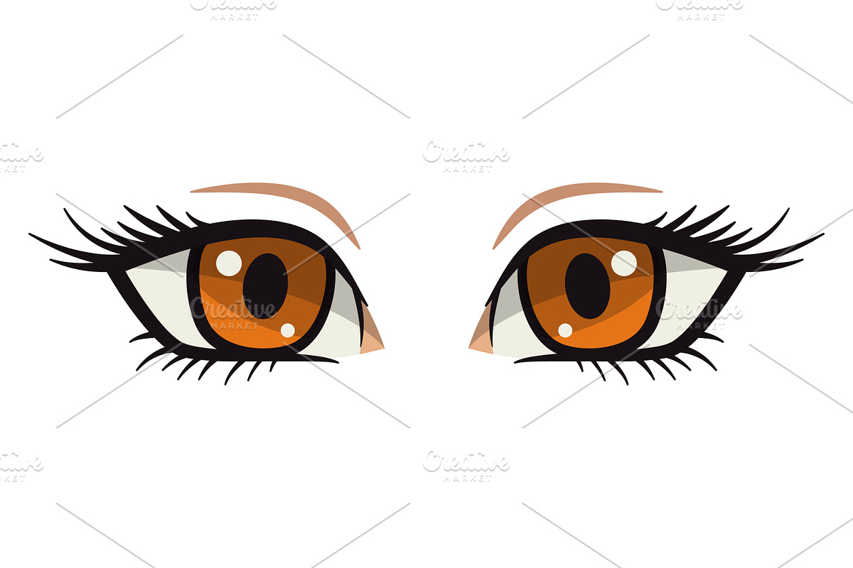 Anime Style Vector Set of Flat Eyes., a Person Illustration by Gomolach (Photo 14 of 25)