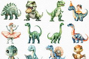 Watercolor Dinosaur Clipart, an Illustration by Craft Nest (Thumbnail 3 of 6)