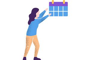 Woman Checking Calendar Flat Vector