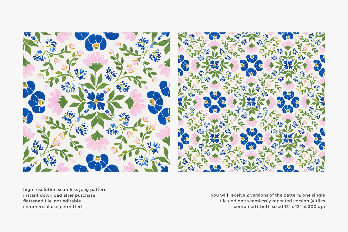 Scandinavian blue folk pattern, a Pattern Graphic by Pink Studio Art (Photo 3 of 4)