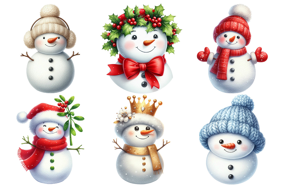 Adorable Snowman Clipart, an Illustration by Pixels.Craft (Photo 5 of 6)
