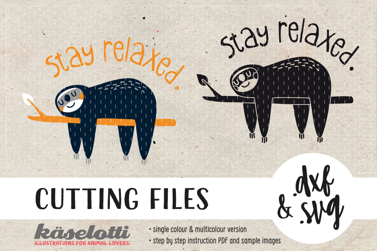 SVG DXF cutting file relaxed sloth, an Illustration by kaeselotti (Photo 1 of 3)