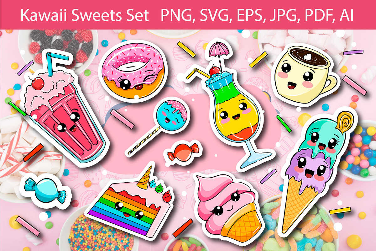 Set of cute sweet icons, an Object Graphic by PatapovaVika (Photo 1 of 6)