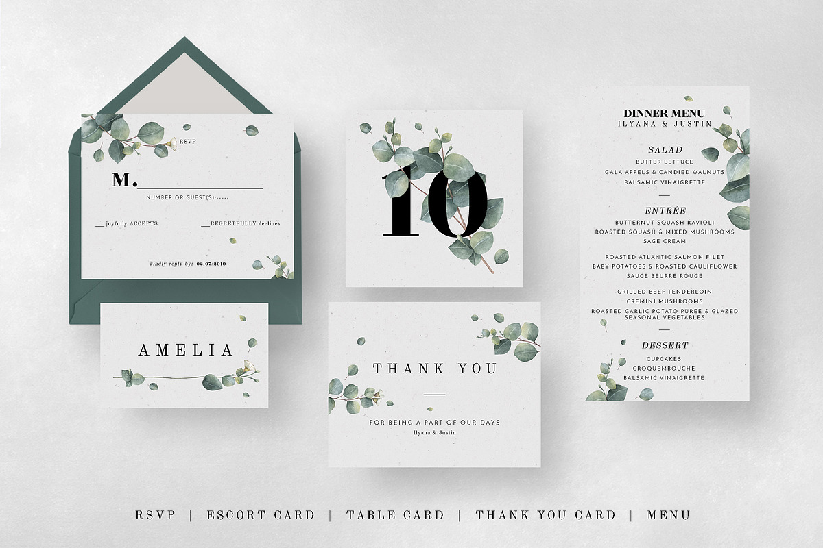 Eucalyptus Foliage Wedding Suite, an Invitation Template by BlueRobinDesignShop (Photo 9 of 10)