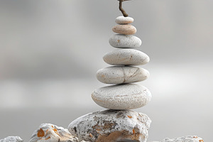 Stacked stones with small tree on top, balance and growth concep, an Abstract Photo by José Manuel Gelpi