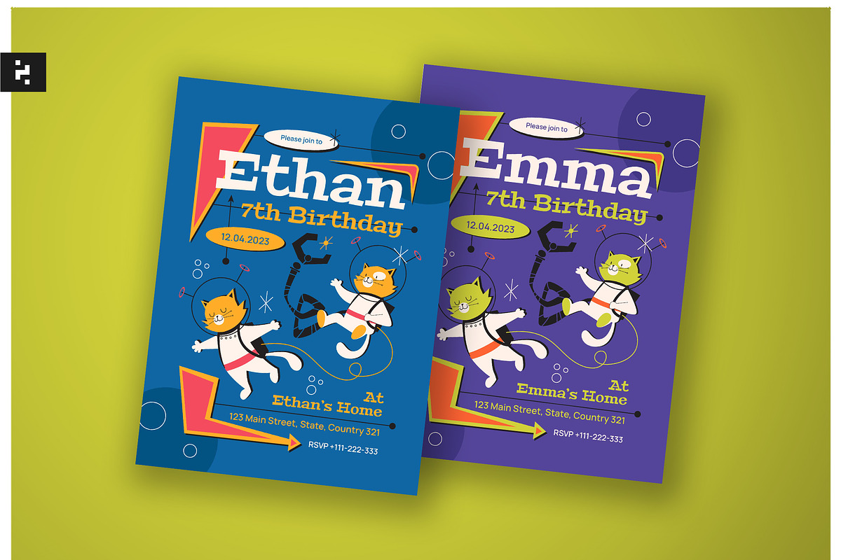 Colorful Kids Birthday Invitation, a Card Template by Neermana (Photo 1 of 4)