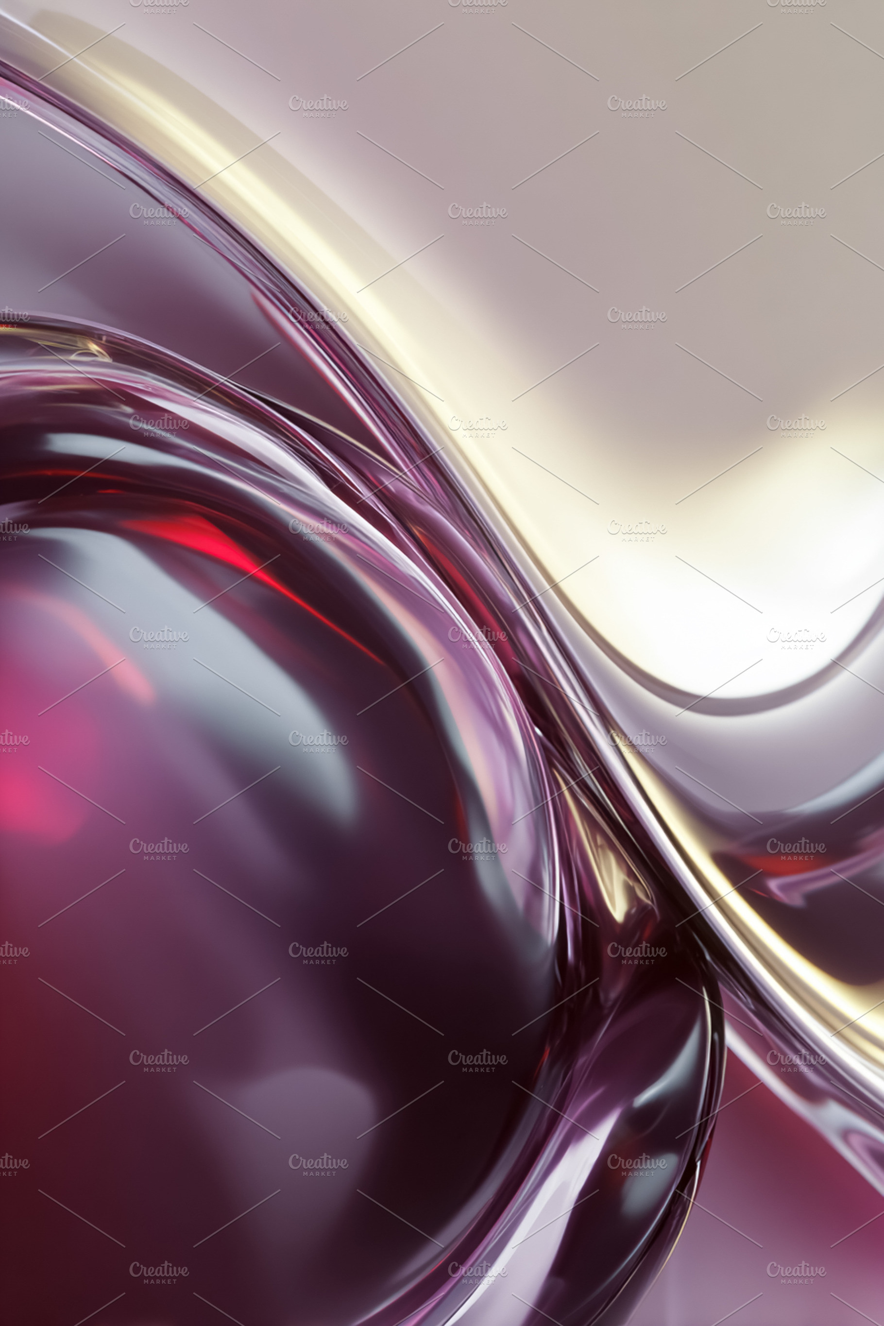 Abstract fluid purple metallic shapes creating dynamic waves and flowing chrome, a Photo by Studio ANNA