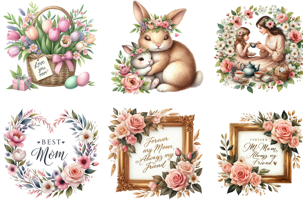 Romantic Mothers Day Clipart, an Illustration by DreamArtGraphic (Photo 2 of 4)