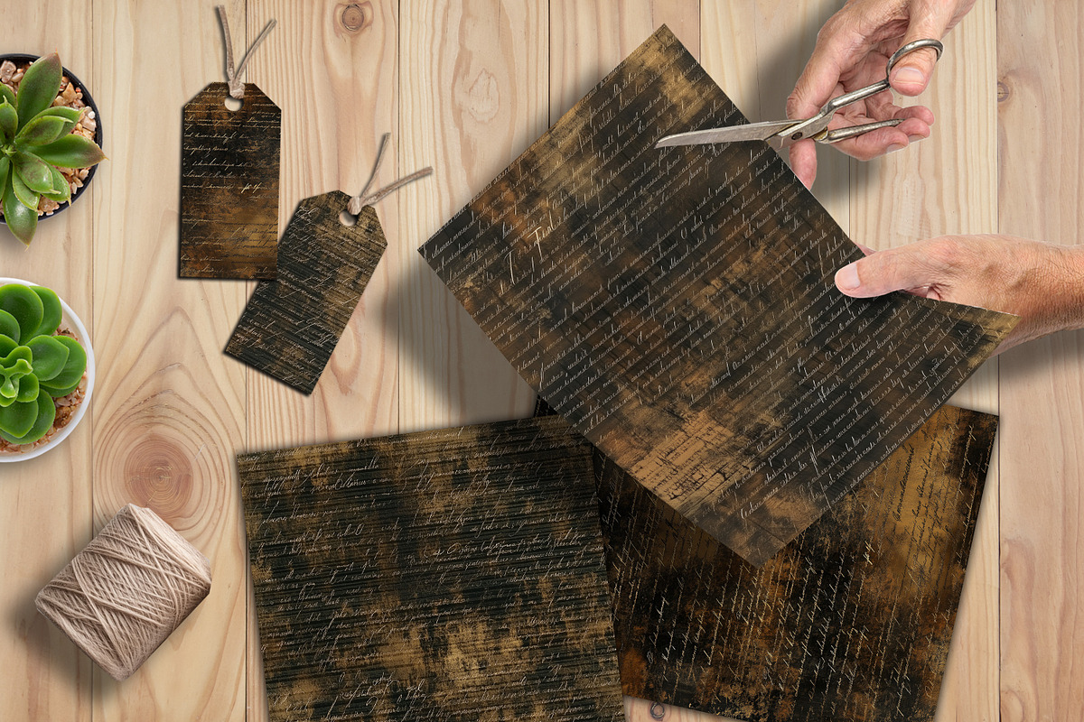 Distressed Dark Antique Script Paper, a Background Graphic by V Design Creator (Photo 4 of 12)