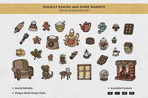 Holiday Baking & Home Warmth Vector, an Illustration by MEANDSTUDIO
