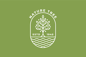 natural trees line art badge logo, a Branding & Logo Template by Blazybone