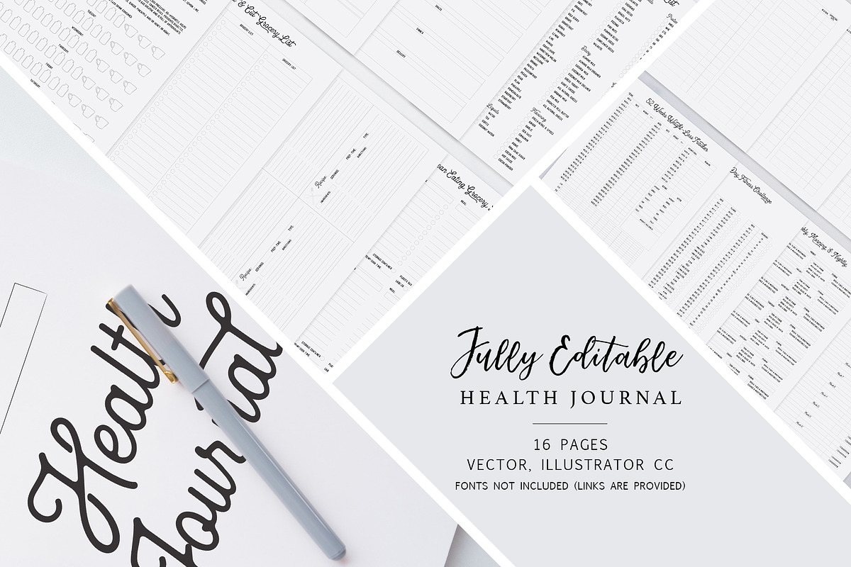 Fully Editable Health Journal, a Stationery Template by Cuppakeri (Photo 1 of 7)