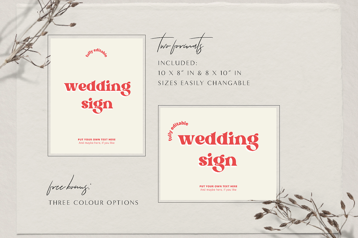 Daisy Custom Wedding Sign CANVA, an Invitation Template by StudioVonBraitenberg (Photo 5 of 7)