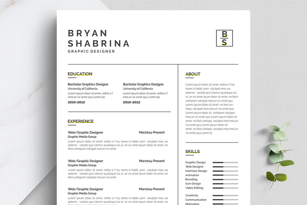 Resume CV Template with Logo, a Resume Template by Blackcloud_Creations (Photo 1 of 10)