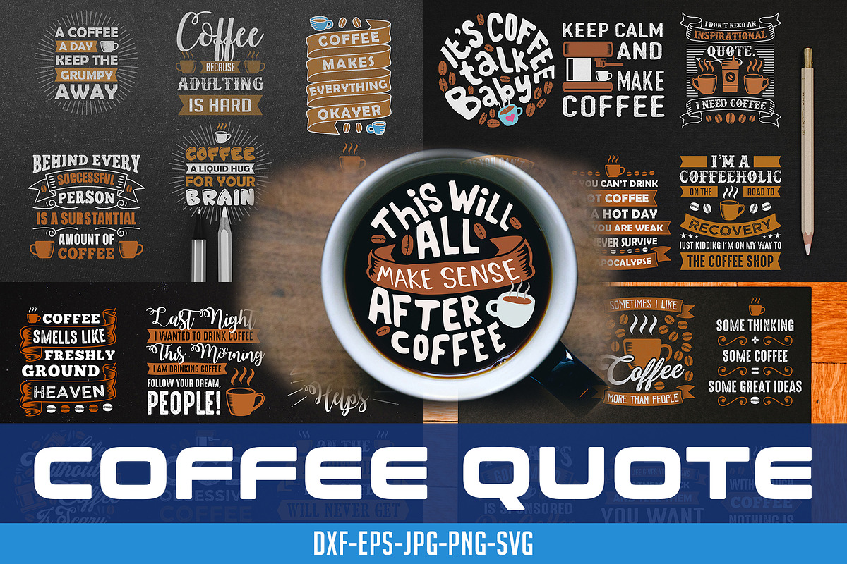Coffee Quotes Crafts Vol 9, a Decorative Illustration by Tosca Digital (Photo 1 of 6)