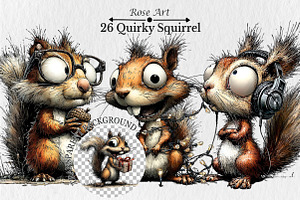 Funny Quirky Squirrel Clipart, an Animal Illustration by Rose Art
