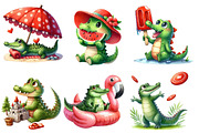 Summer Crocodile Character Clipart, an Illustration by Designworld (Thumbnail 2 of 6)