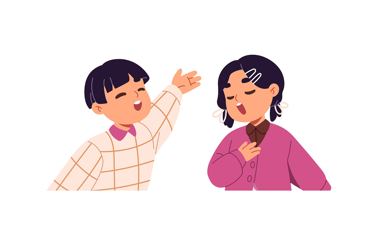 Happy kids singing songs set, a Person Illustration by PaperTrident (Photo 10 of 11)