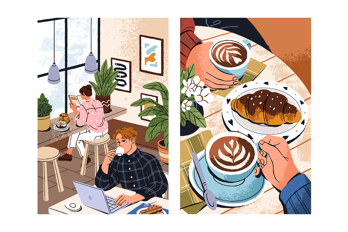 People in cafe. Coffee shop posters, a Food Illustration by PaperTrident (Photo 3 of 3)