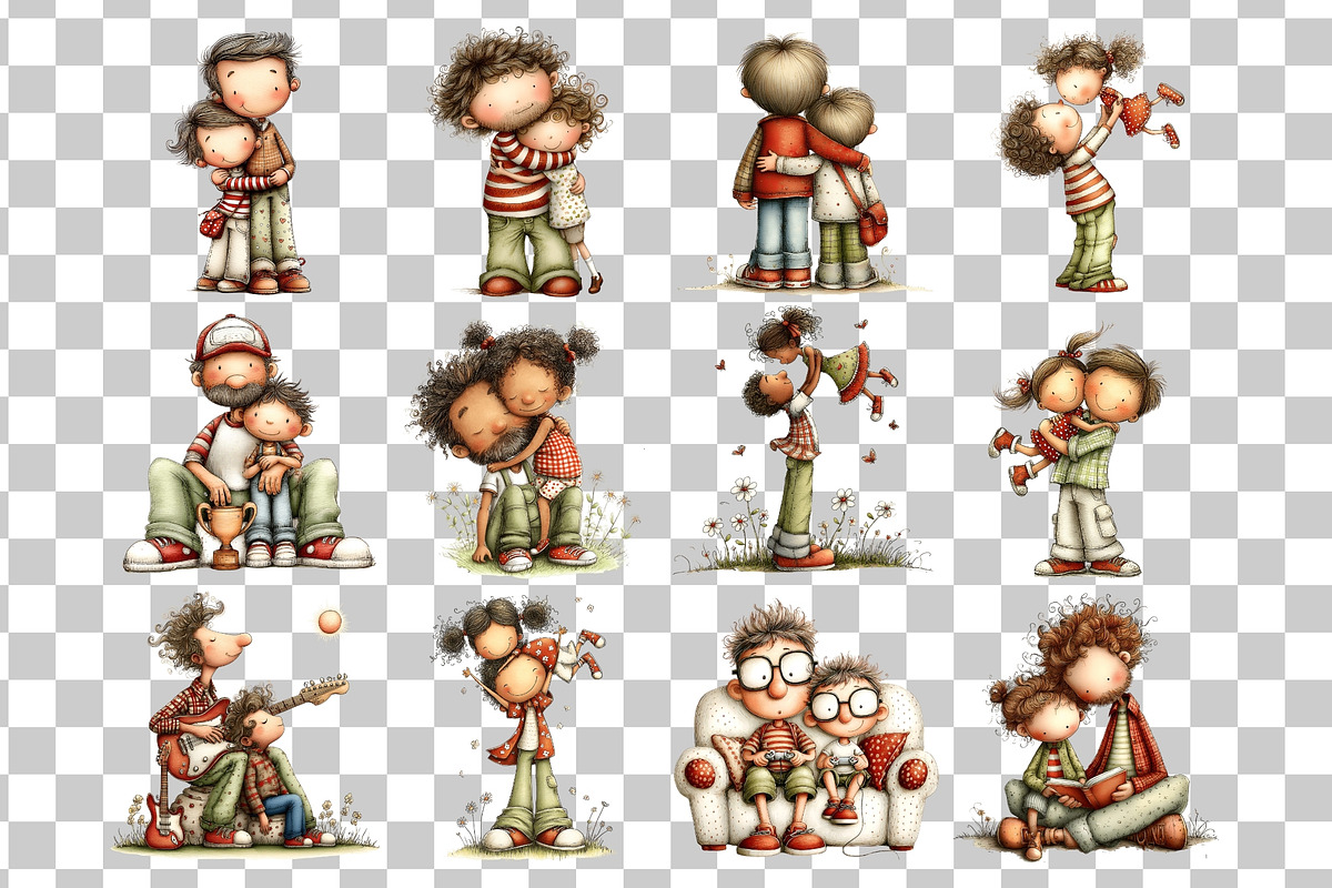 Father and Child Watercolor Clipart, a Person Illustration by Nicolle's Colorful Art (Photo 3 of 6)