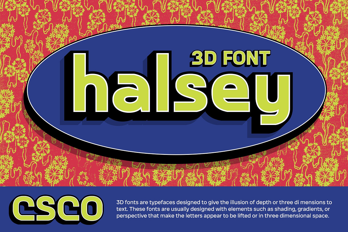 CS Halsey 3D, a Sans Serif Font by Craft Supply Co. (Photo 1 of 8)