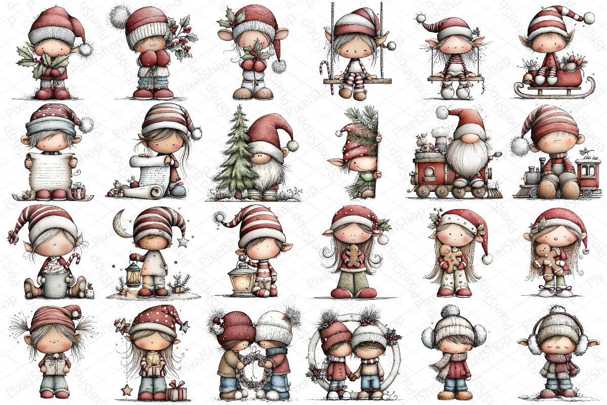 Whimsical Elf Clipart Bundle, an Illustration by DreamPrint404 (Photo 2 of 5)