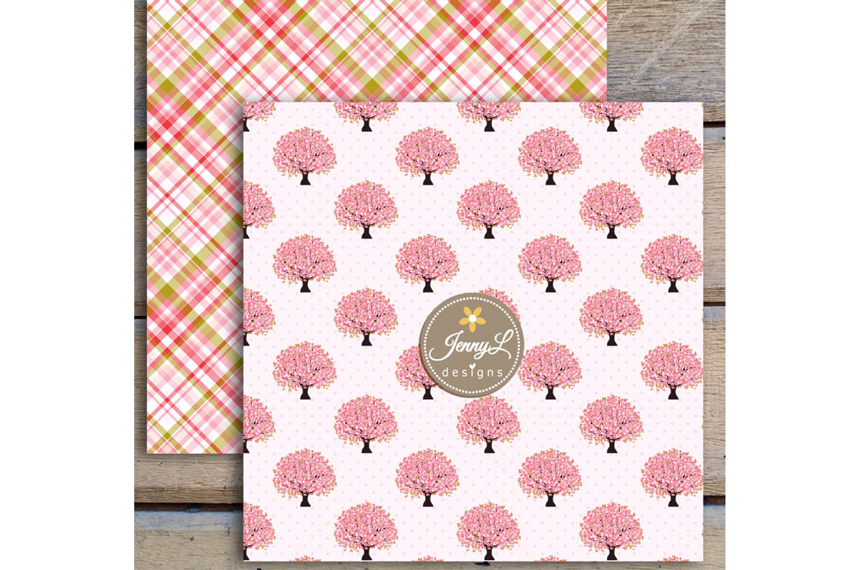 Cherry Blossoms Digital Paper, a Pattern Graphic by JennyL Designs (Photo 5 of 6)