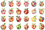 Watercolor Apple Patchwork Clipart, an Illustration by Sublimation Artist (Thumbnail 2 of 6)