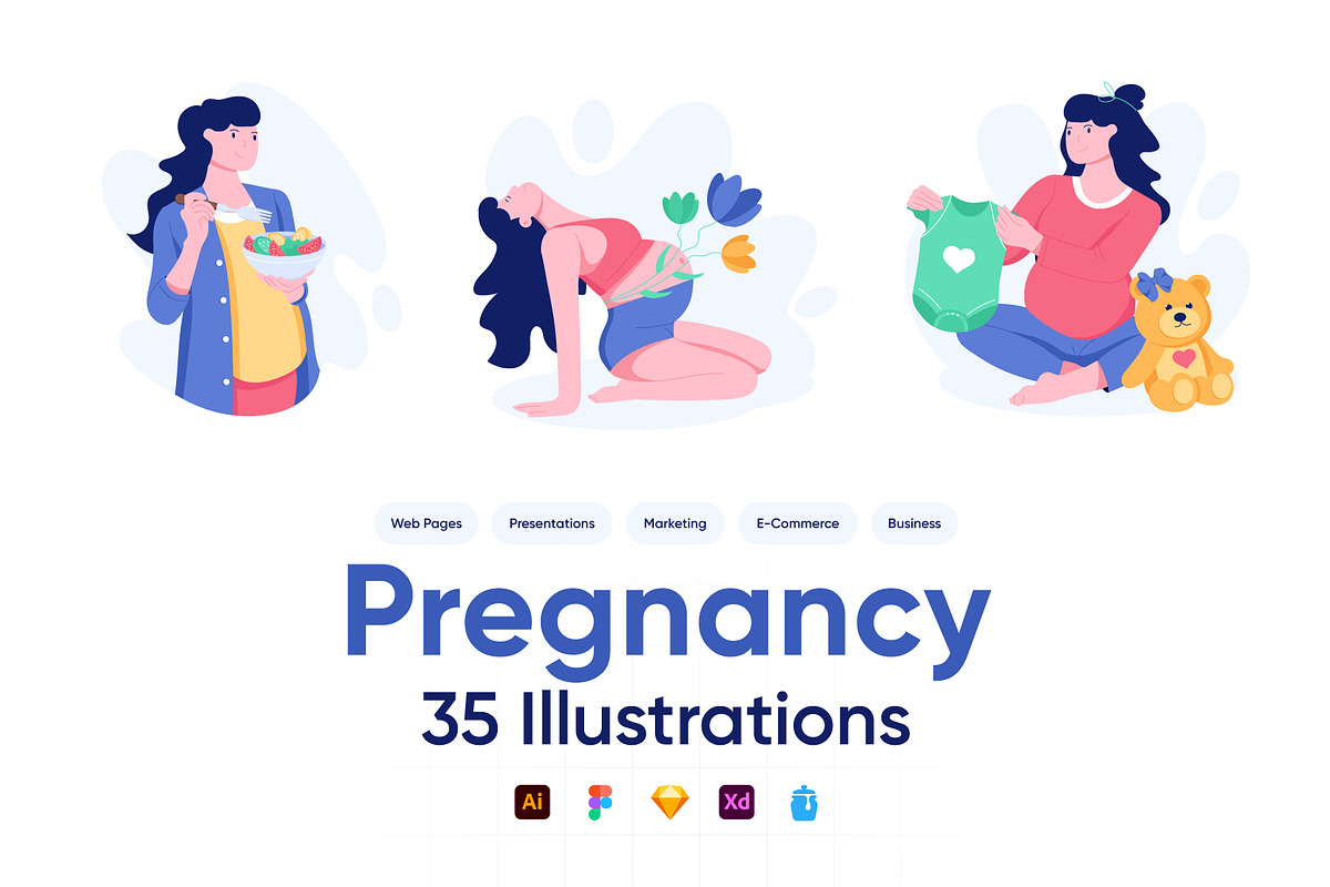 Pregnancy Illustration Set, a Person Illustration by Prosymbols (Photo 1 of 8)