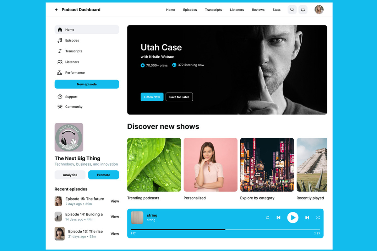 Radio & Podcast Dashboard Web App, an UI Kit Template by nagaredesignstudio (Photo 2 of 5)
