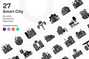 Smart City Icons Set - Glyph, a Solid Icon by Kmg Design