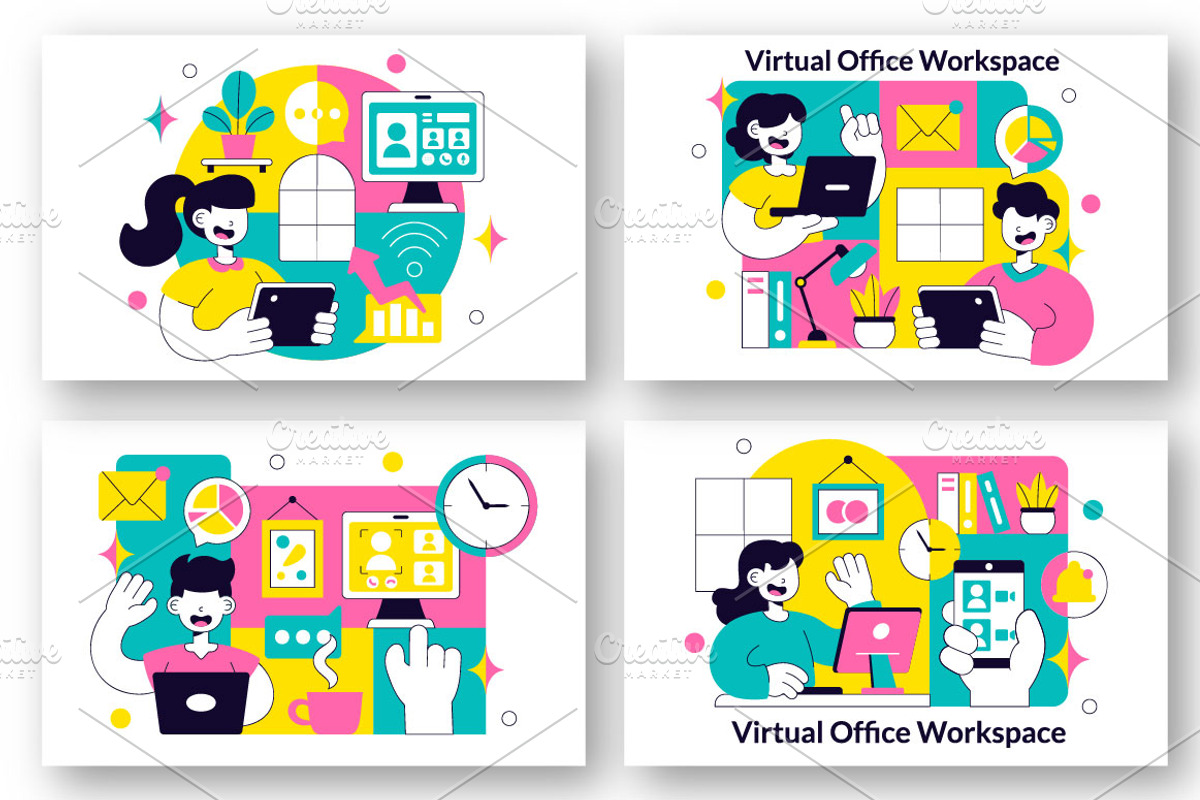 10 Virtual Office Workspace, a Person Illustration by denayunebgt (Photo 2 of 4)