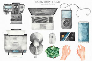 Work From Home Watercolor Collection