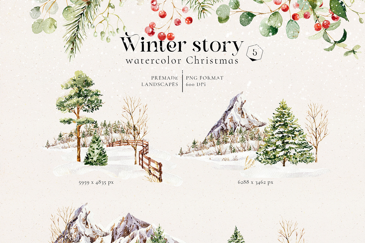 Winter story-watercolor Christmas, a Seasonal Illustration by Pamyatka Shop (Photo 15 of 27)