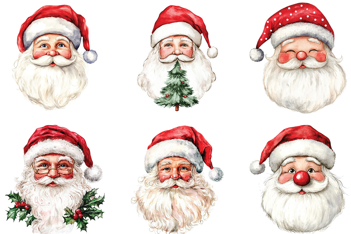 Quirky Santa Claus Head Clipart, an Illustration by CraftArtStudio (Photo 3 of 6)