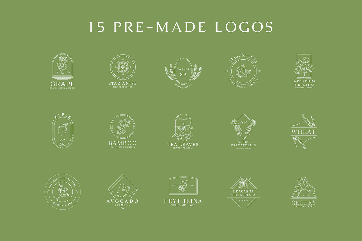 Botanical Illustration & Logo Bundle, a Branding & Logo Template by Lightsense (Photo 3 of 8)