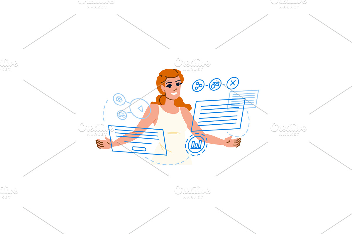 Project manager using software for, a Technology Illustration by pikepicture
